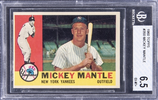 1960 Topps #350 Mickey Mantle Card - BGS EX-MT+ 6.5